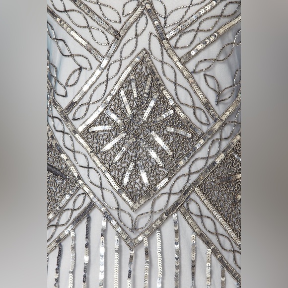 Isobel Ice Blue Grey Vintage 20s inspired Great Gatsby Flapper Dress Petite sz 6 - Picture 4 of 4